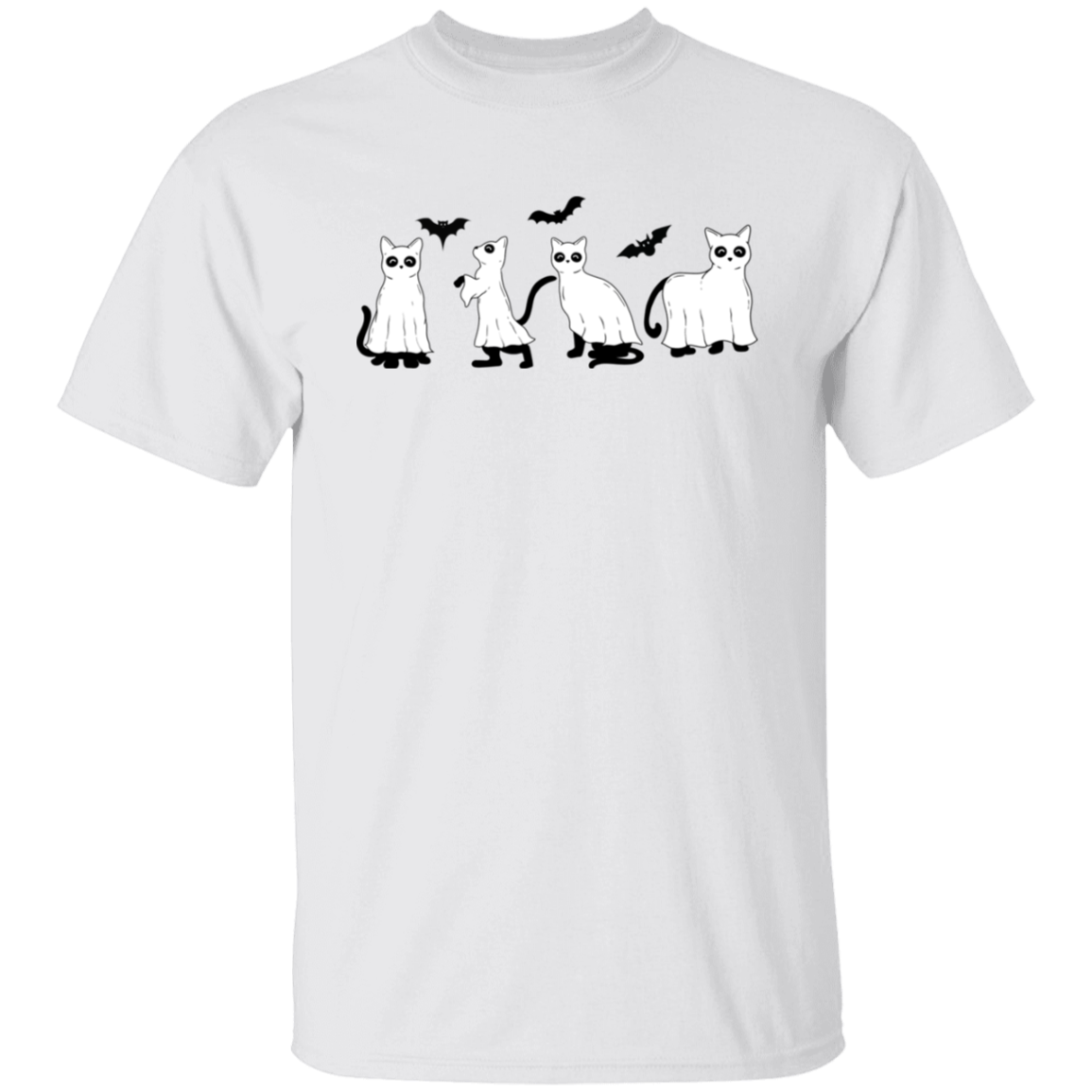 Whiskered Whispers: Premium Cat Ghost Halloween Shirt
