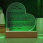 To My Son | Never Forget From Mom Acrylic LED Plaque