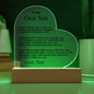 To My Son | Never Forget From Dad Acrylic LED Plaque