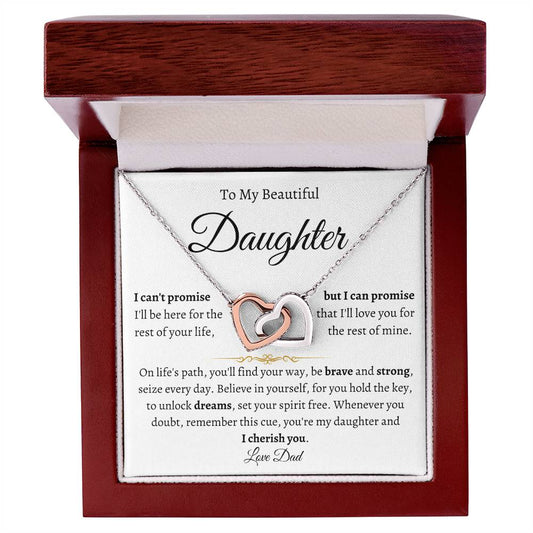 To My Daughter | I Cherish You Interlocking Heart Necklace
