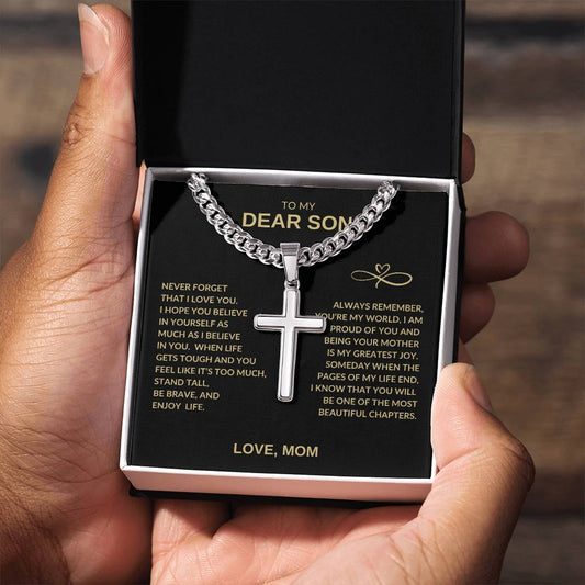 To My Son | Beautiful Chapters Cuban Chain Artisan Cross Necklace