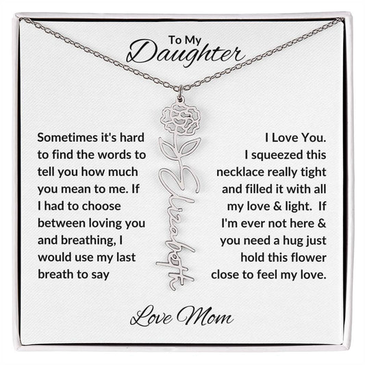 To My Daughter | Custom Birth Flower Name Necklace