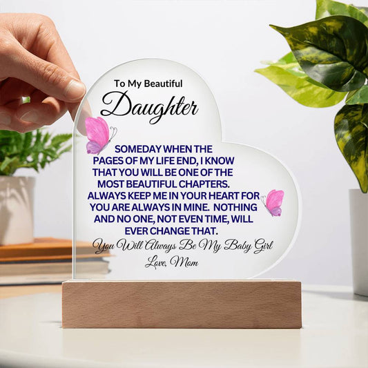 To My Beautiful Daughter | Heart LED Acrylic Plaque