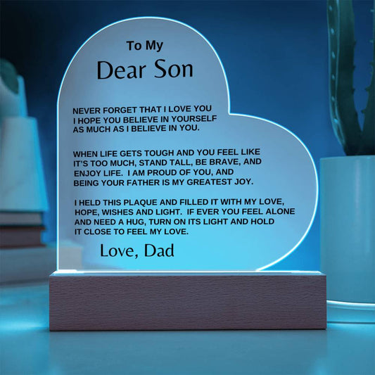 To My Son | Never Forget From Dad Acrylic LED Plaque