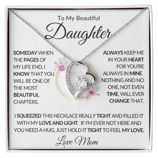 To My Beautiful Daughter | Always Keep Me In Your Heart Forever Love Necklace