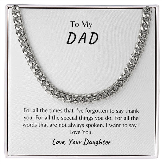 To My Dad | Thank You Cuban Link Necklace From Daughter