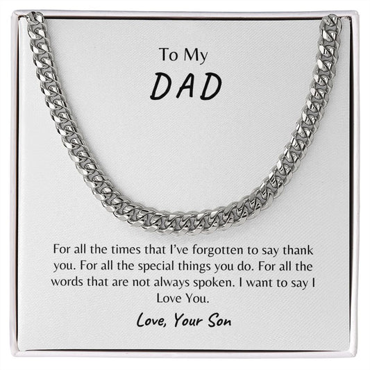 To My Dad | Thank You Cuban Link Necklace From Son