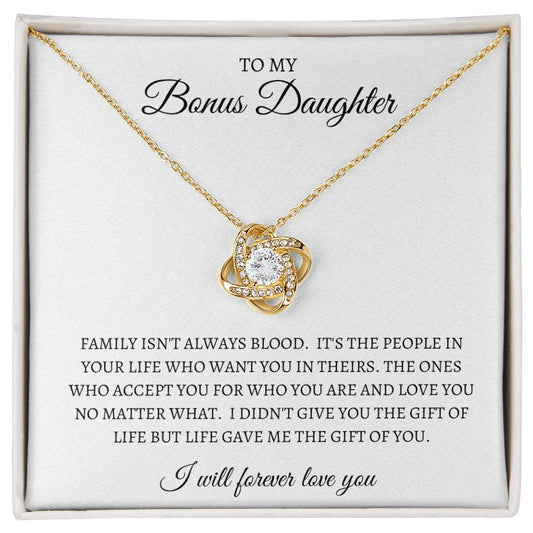 To My Bonus Daughter | Love You Love Knot Necklace