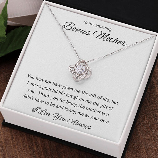 To My Amazing Bonus Mother | Loving Me Love Knot Necklace