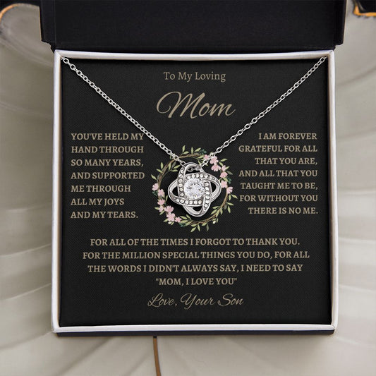 To My Loving Mom | Grateful Love Knot Necklace