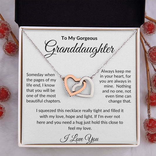 To My Gorgeous Granddaughter | Someday Interlocking Heart Necklace