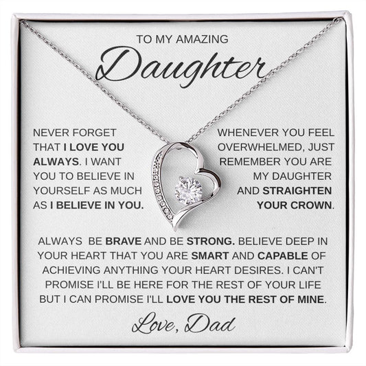 To My Amazing Daughter | I Love You Forever Love Necklace