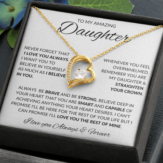 To My Amazing Daughter | Be Brave and Be Strong Forever Love Necklace